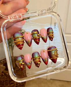 Ancient Egypt custom acrylic nail set — handmade press-on nails